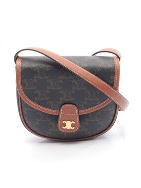 Celine Shoulder Bag Triomphe Mini Besace Black Brown